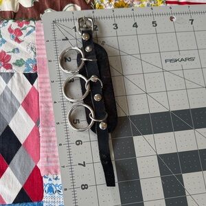 Vintage Leather Bracelet with Silver O-Rings – Punk Biker Rock Style